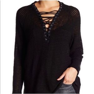 NWOT OntWelfth x Forever 21 Lace Up Sweater